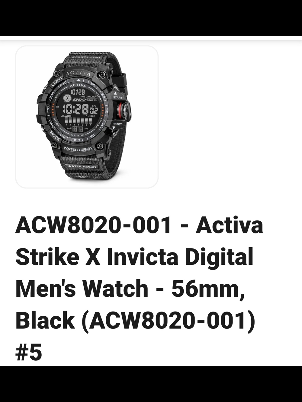 Activa Strike X Digital Men's Watch - Black with Red Accent